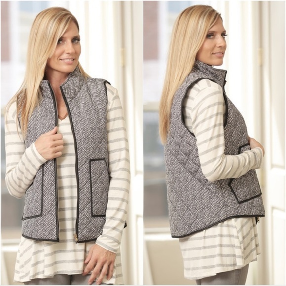 ❤️ Herringbone Printed Quilted Vest - Picture 2 of 3